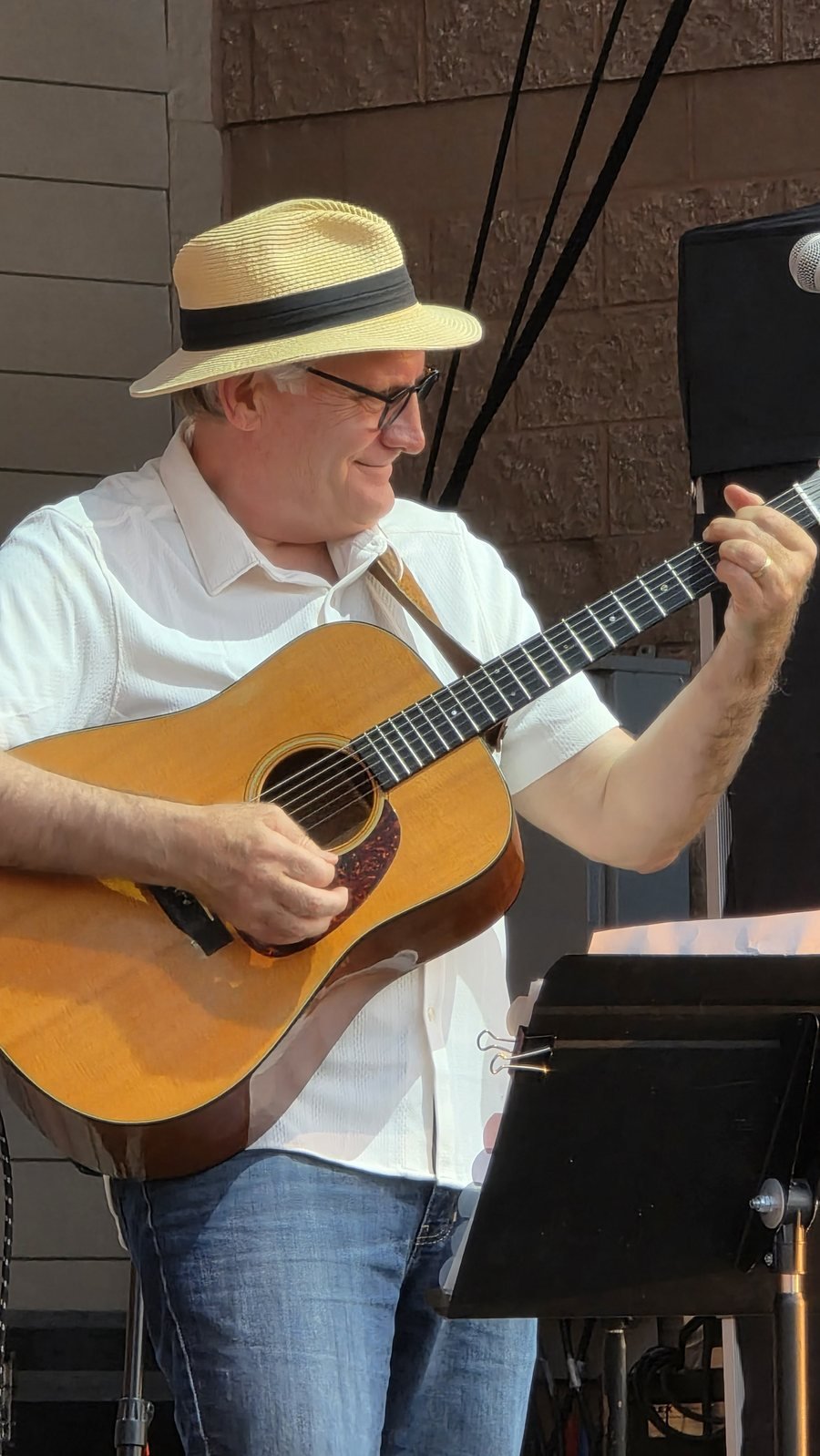 Brian Bonde playing his Martin at the Levitt